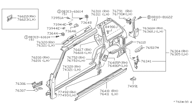 1986 Nissan Stanza Body Side Panel Diagram