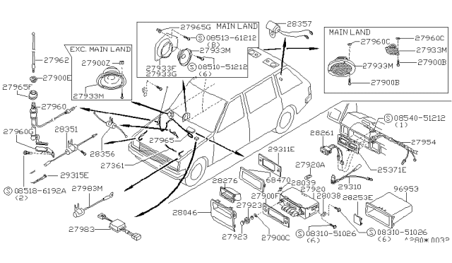 1986 Nissan Stanza Audio & Visual Diagram 1