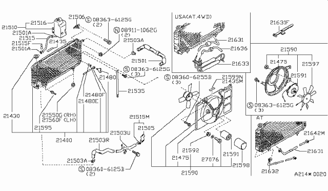 1988 Nissan Stanza Radiator Assy Diagram for 21450-29R10