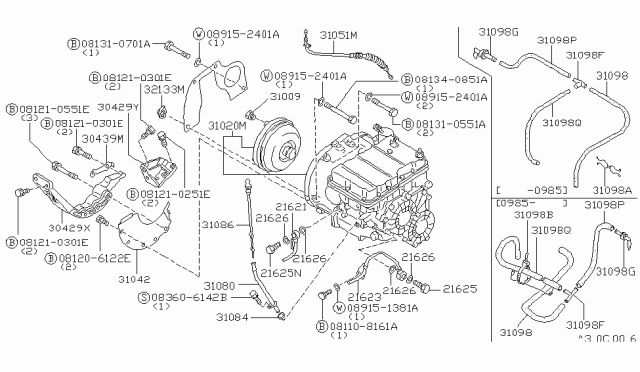 1986 Nissan Stanza Auto Transmission,Transaxle & Fitting Diagram 2