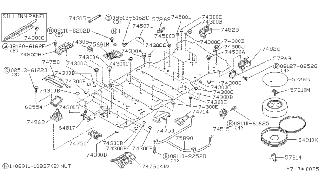 1987 Nissan Stanza INSLTR Diagram for 74753-29R00