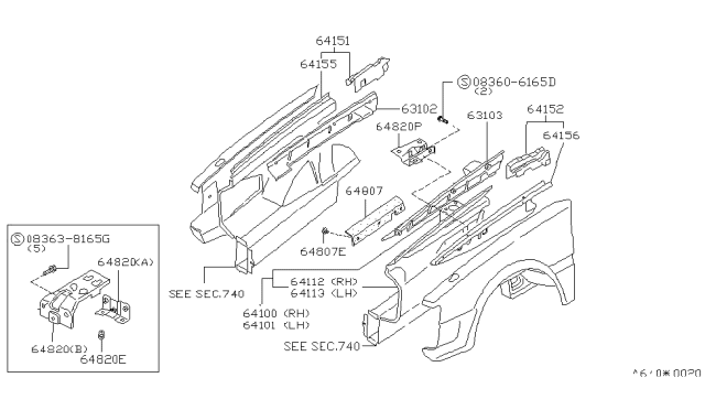 1986 Nissan Stanza Hood Ledge & Fitting Diagram