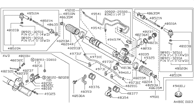 1988 Nissan Stanza Socket Assembly-Side Rod Outer Diagram for 48520-06R26