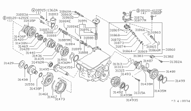 1988 Nissan Stanza Governor,Power Train & Planetary Gear Diagram