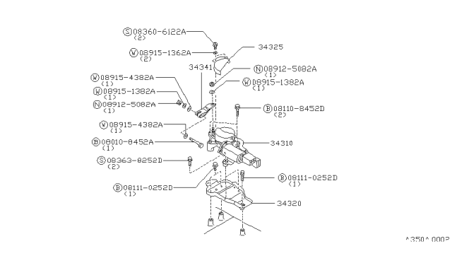 1986 Nissan Stanza Bolt Hex Diagram for 08010-8452A