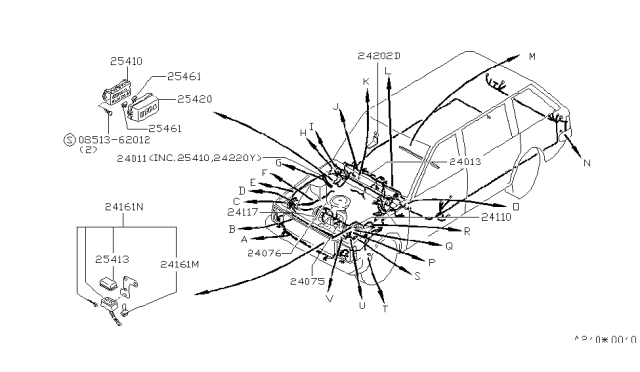 1987 Nissan Stanza Cable Battery Diagram for 24110-29R00