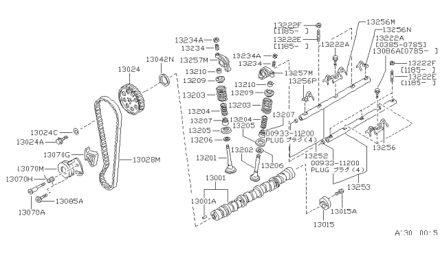1988 Nissan Stanza Camshaft & Valve Mechanism Diagram