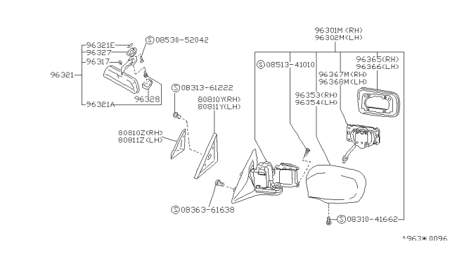 1992 Nissan Stanza Cover Door Corner RH Diagram for 80294-51E00