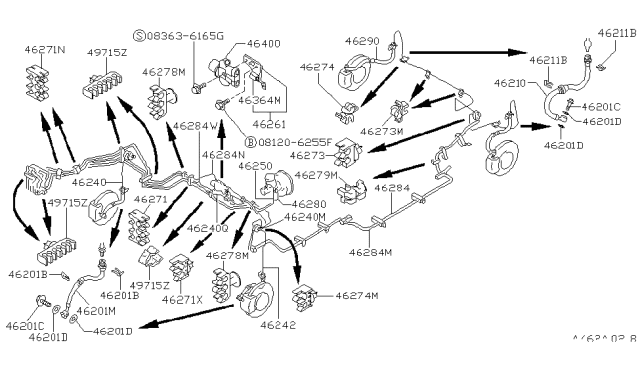 1992 Nissan Stanza Brake Piping & Control Diagram 1
