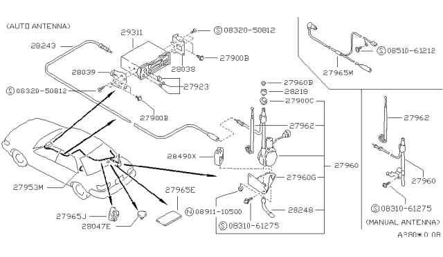 1991 Nissan Stanza Clip-Harness Diagram for 24220-85E02