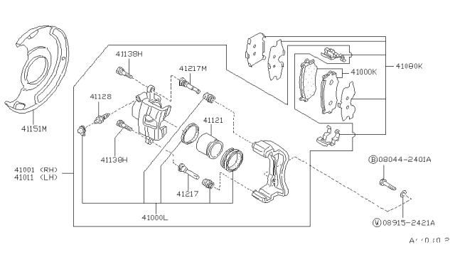 1991 Nissan Stanza Front Disc Brake Pad Kit Diagram for 41060-32R93