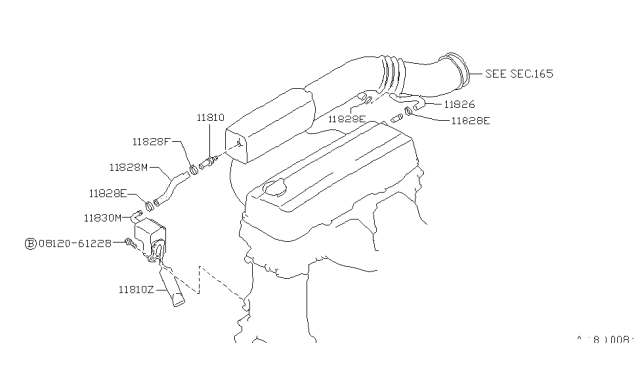 1990 Nissan Stanza Blow-By Gas Hose Diagram for 11826-30R60