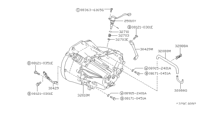 1991 Nissan Stanza Manual Transaxle Diagram for 32010-65E02