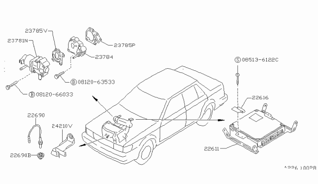 1990 Nissan Stanza Heated Oxygen Sensor Diagram for 22690-30R00