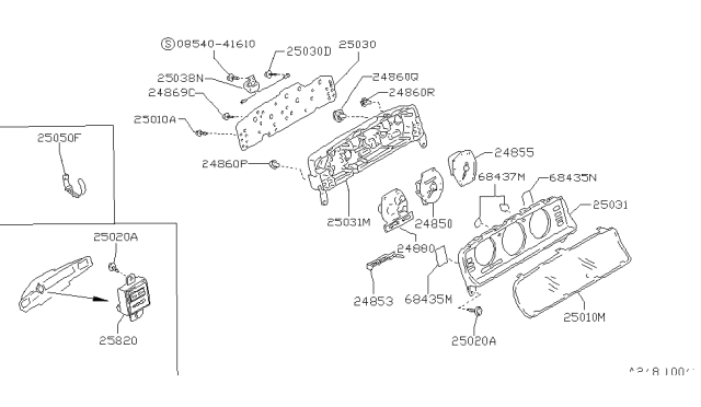 1990 Nissan Stanza Plate Assy-Printed Circuit Diagram for 24814-65E00