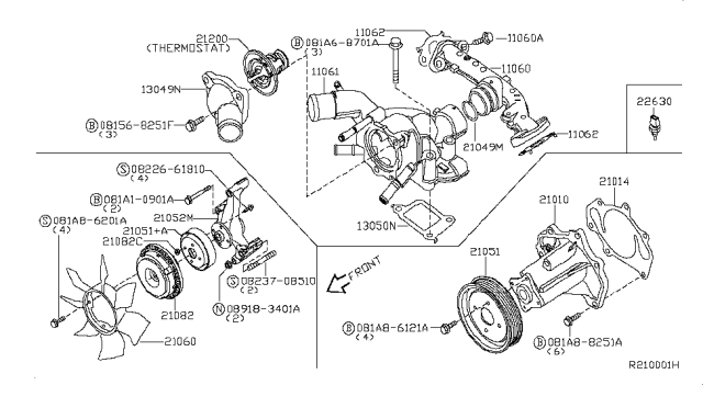 2009 Nissan Pathfinder Seal-O Ring Diagram for 21049-AE000