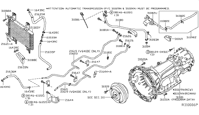 2009 Nissan Pathfinder Blank Automatic Transmission Diagram for 310C0-61X5D
