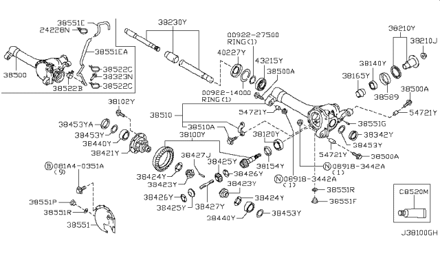 2010 Nissan Pathfinder Washer-Thrust,Pinion Mate Diagram for 38426-8S110