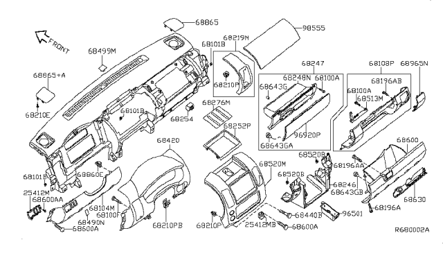 2006 Nissan Pathfinder Ashtray-Instrument Diagram for 68800-EA000