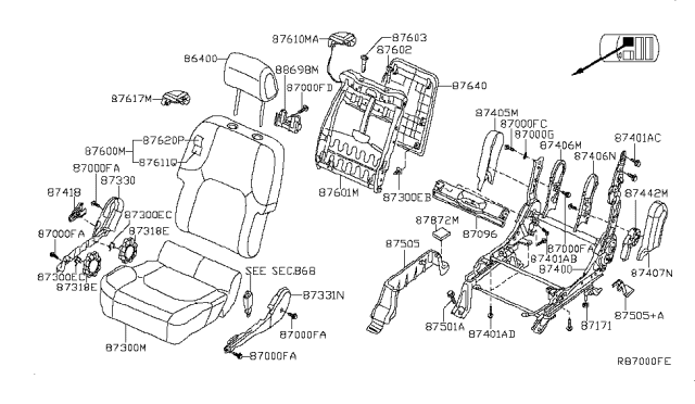 2007 Nissan Pathfinder Cushion Assy-Front Seat Diagram for 87300-ZS42C