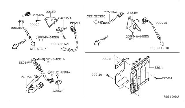 2008 Nissan Pathfinder Engine Control Module Diagram for 23710-ZL08A