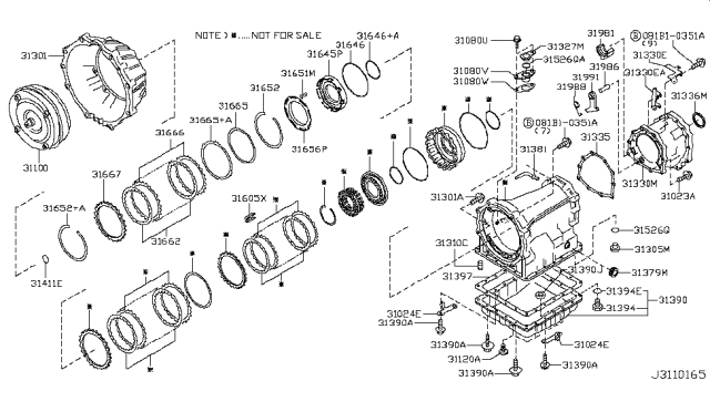 2011 Nissan Pathfinder Torque Converter,Housing & Case Diagram 6