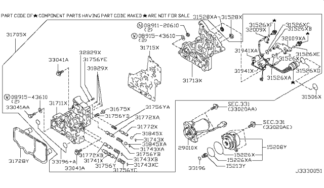 2008 Nissan Pathfinder Transfer Shift Lever,Fork & Control Diagram 2