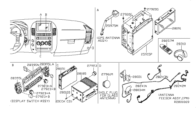 2008 Nissan Pathfinder Switch Assembly-Remote Diagram for 28267-5Z000