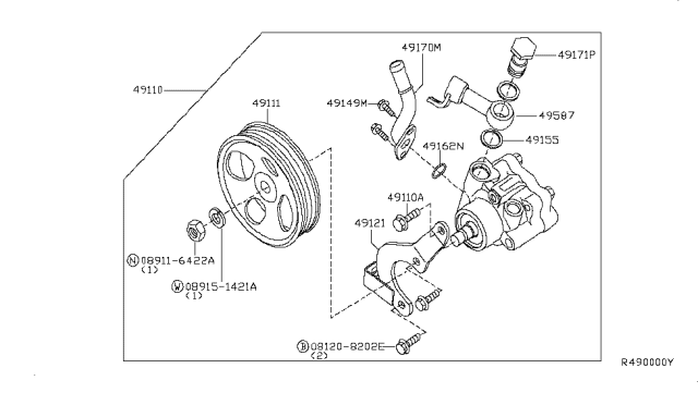 2010 Nissan Pathfinder Pump Power Steering Diagram for 49110-ZV00A