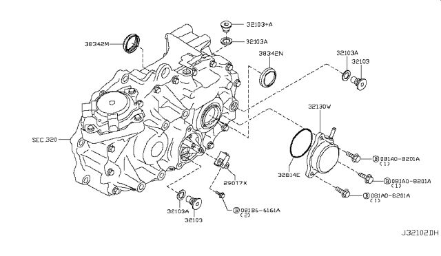 2019 Nissan Leaf Transmission Case & Clutch Release Diagram
