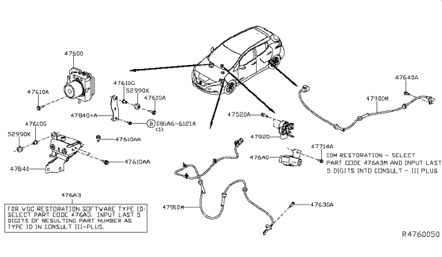 2018 Nissan Leaf Sensor-Assembly-Brake Stroke Diagram for 47920-3NA0A