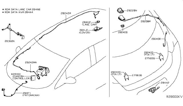 2019 Nissan Leaf Camera Assembly-Lane Keep Diagram for 284G3-5SA2A
