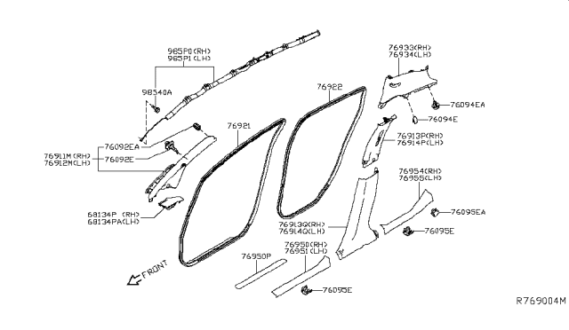 2019 Nissan Leaf Panel-Instrument Side Diagram for 68134-3NF0B