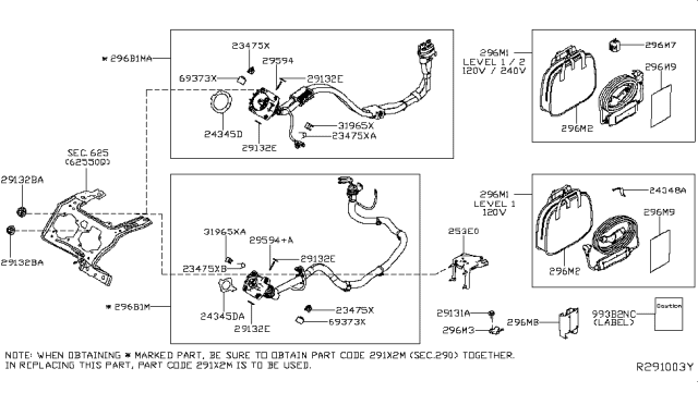 2019 Nissan Leaf Adapter Assembly-Plug EVSE Diagram for 296M7-5SA0C