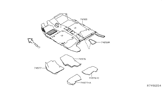 2018 Nissan Leaf Spacer-Front Floor Trim Diagram for 74976-5SA0A
