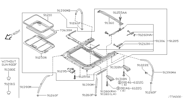 2003 Nissan Altima Sun Roof Parts Diagram