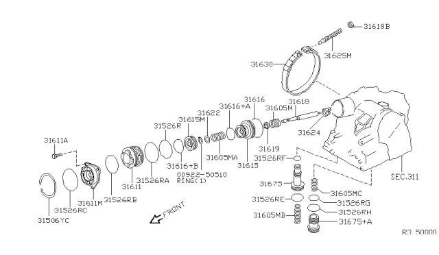 2005 Nissan Altima Stem-Band SERVO Piston Diagram for 31618-80X05