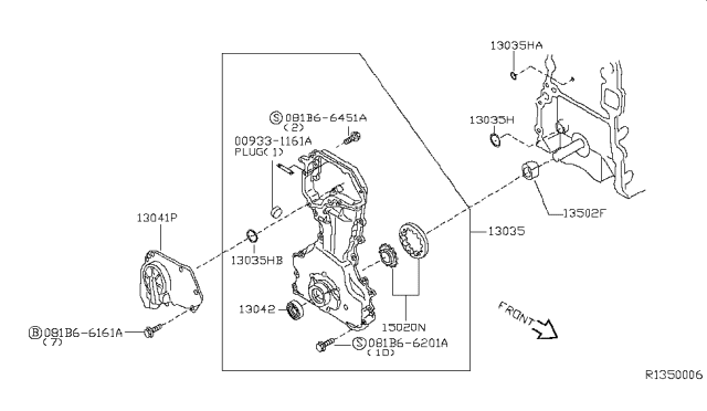 2006 Nissan Altima Rotor Set-Oil Pump Diagram for 15020-6N200