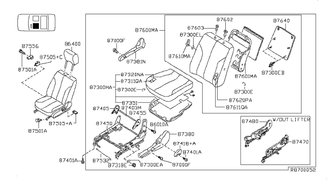 2005 Nissan Altima Cushion Assembly - Front Seat Diagram for 87350-ZD82C