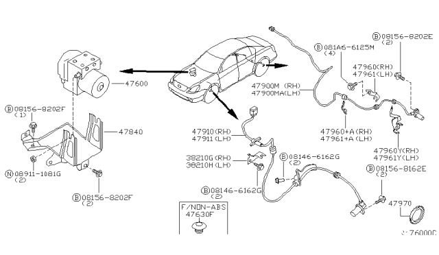 2006 Nissan Altima Sensor Assembly-Anti SKID,Front LH Diagram for 47911-8J000