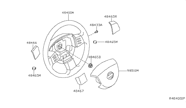 2005 Nissan Altima Air Bag Driver Side Module Assembly Diagram for 98510-7Y082