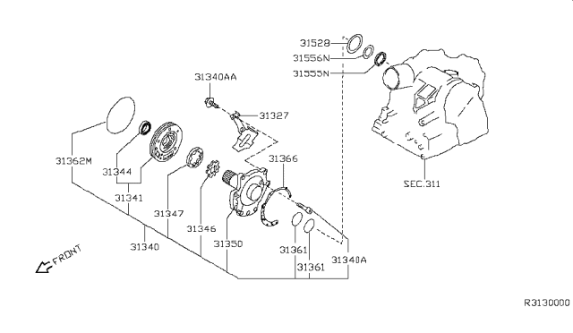 2002 Nissan Altima Gear-Inner,Oil Pump Diagram for 31346-80L02