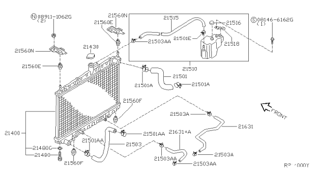 2002 Nissan Altima Radiator,Shroud & Inverter Cooling Diagram 5