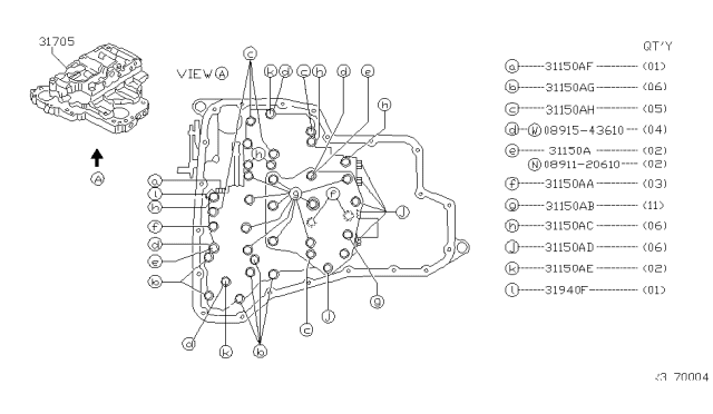 2005 Nissan Altima Control Valve Assembly Diagram for 31705-89X01