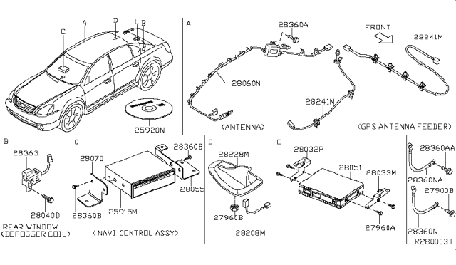 2006 Nissan Altima Cover-Antenna Base Diagram for 28228-ZM08A