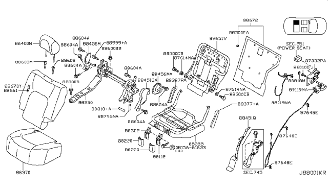 2014 Nissan Murano Trim Cushion Rear Diagram for 88370-1AY0A