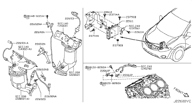 2009 Nissan Murano Engine Control Module Diagram for 23710-1AL0A