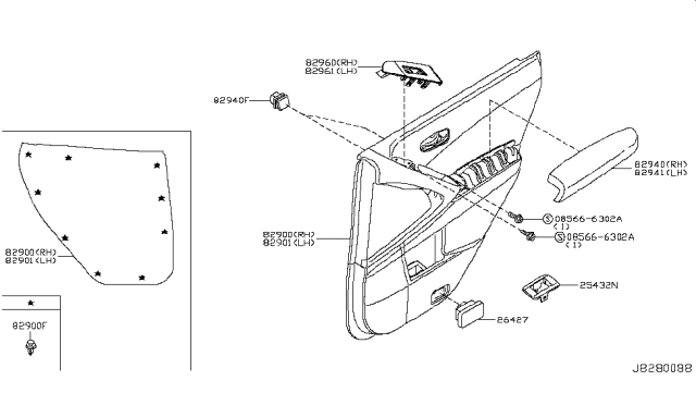 2009 Nissan Murano Rear Door Armrest, Right Diagram for 82940-1AA6A
