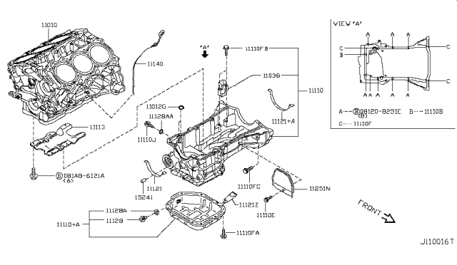 2012 Nissan Murano Cylinder Block & Oil Pan Diagram 1