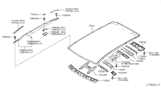 2009 Nissan Murano Bracket-Tv Mounting Diagram for 73224-1AA0A